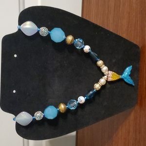 NWOT Handmade Mermaid Fin Chunky Bead Necklace